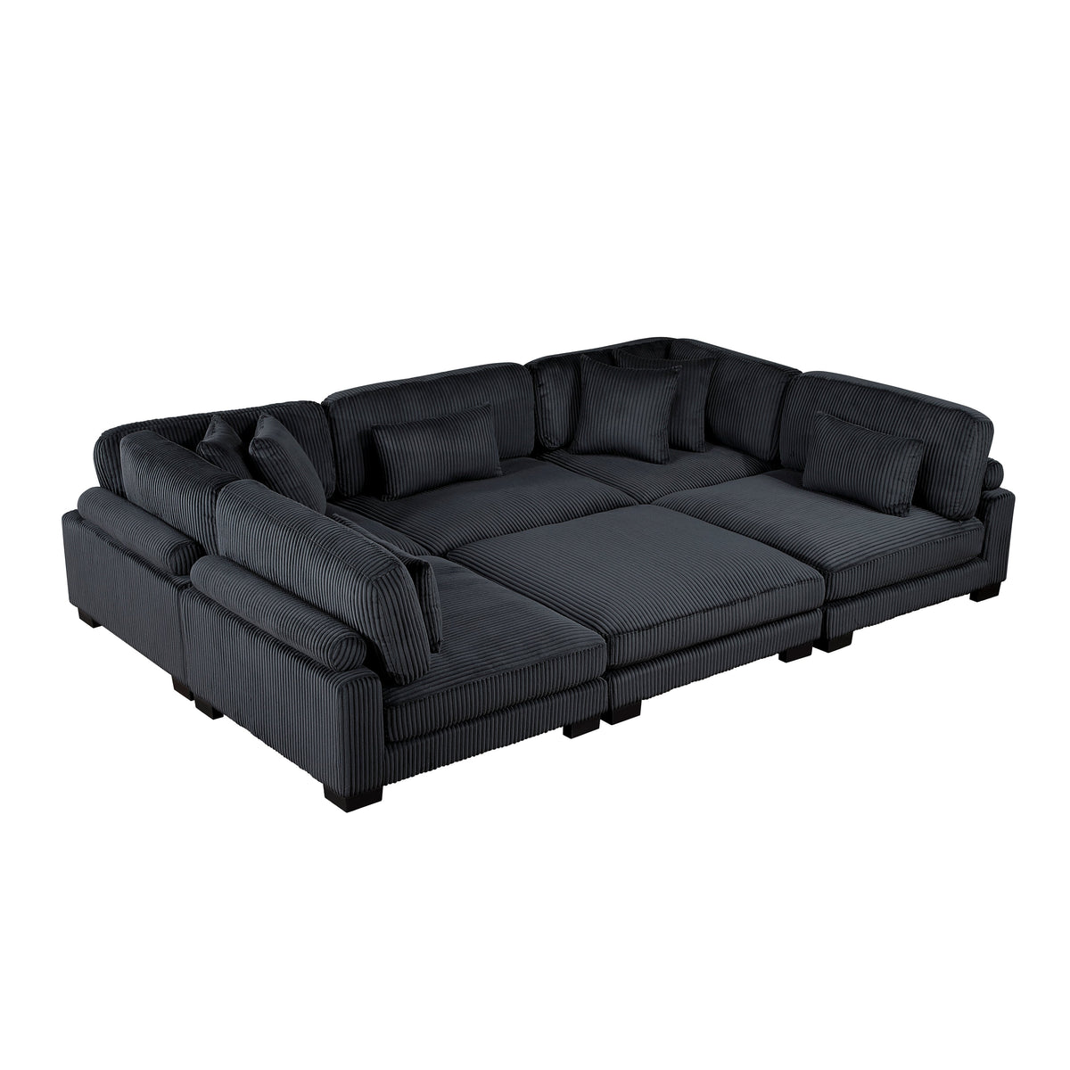 Traverse Black 6-Piece Corduroy Modular Sectional with Ottoman by Homelegance at Eve Furniture