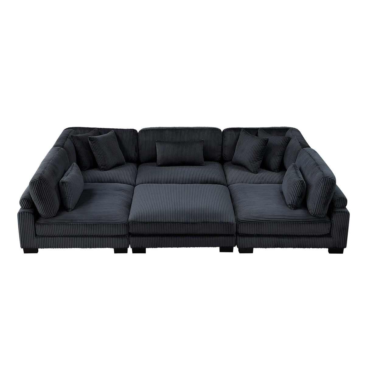 Traverse Black 6-Piece Corduroy Modular Sectional with Ottoman by Homelegance at Eve Furniture
