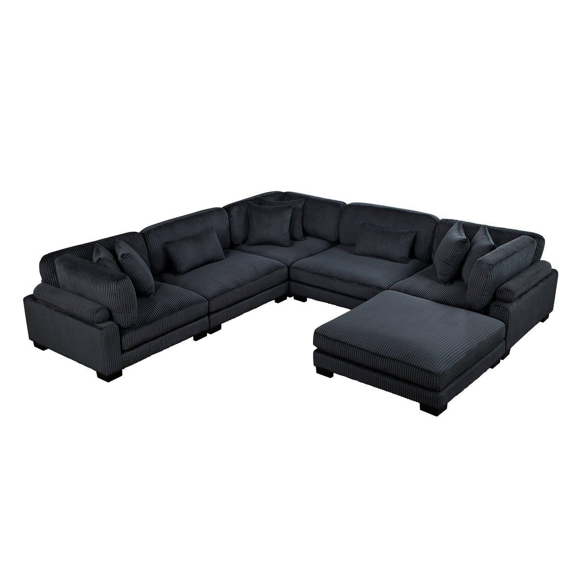 Traverse Black 6-Piece Corduroy Modular Sectional with Ottoman by Homelegance at Eve Furniture