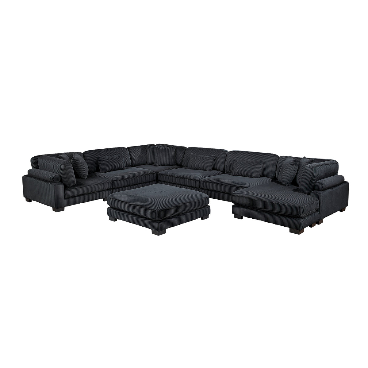 Traverse Black 7-Piece Modular Sectional with Reversible Chaise and Ottoman by Homelegance at Eve Furniture