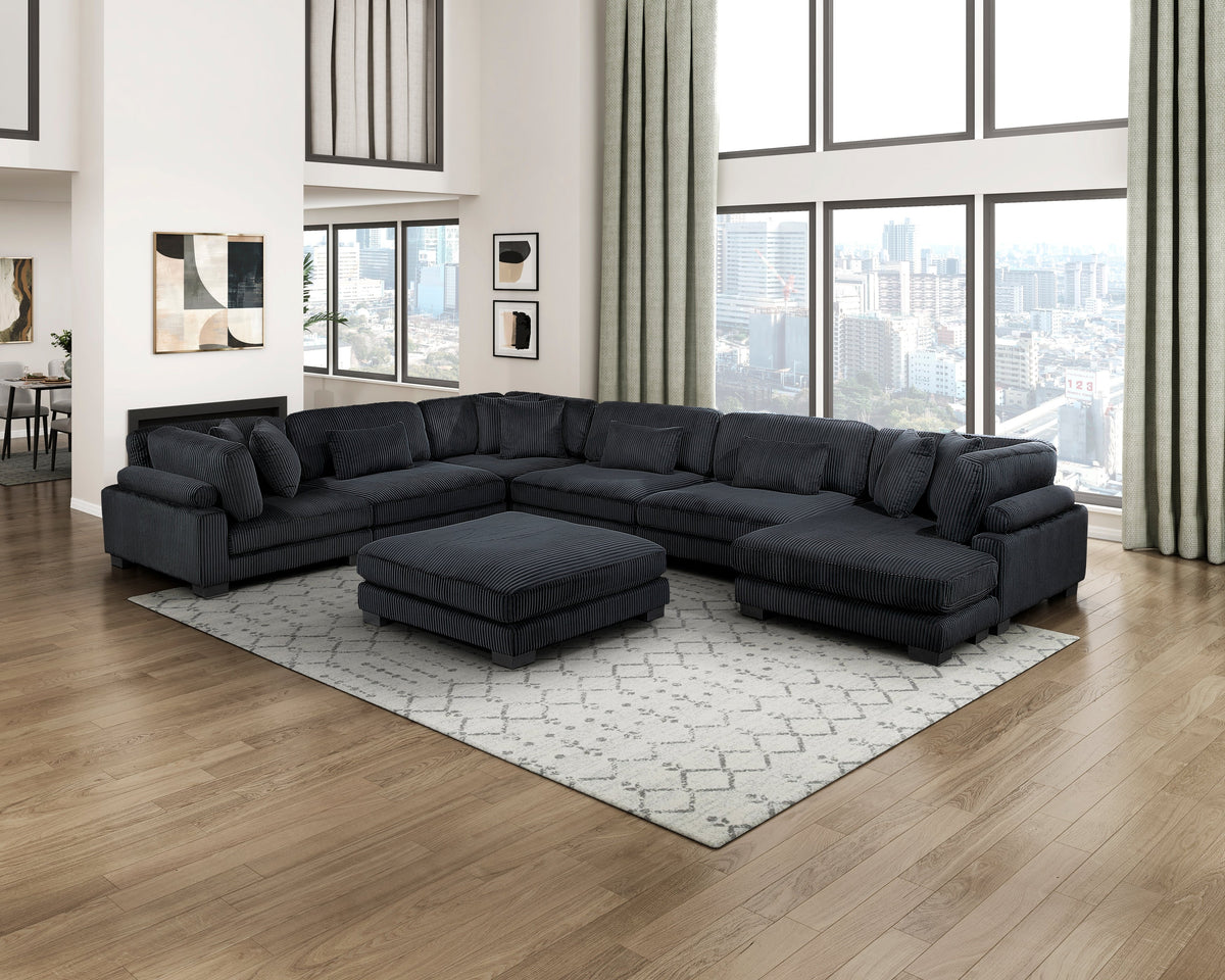 Traverse Black 7-Piece Modular Sectional with Reversible Chaise and Ottoman by Homelegance at Eve Furniture