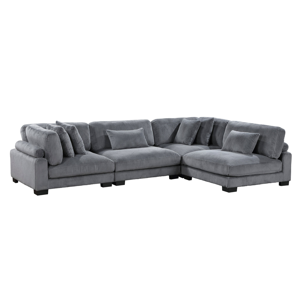 Traverse Gray 4-Piece Corduroy Modular Sectional by Homelegance at Eve Furniture