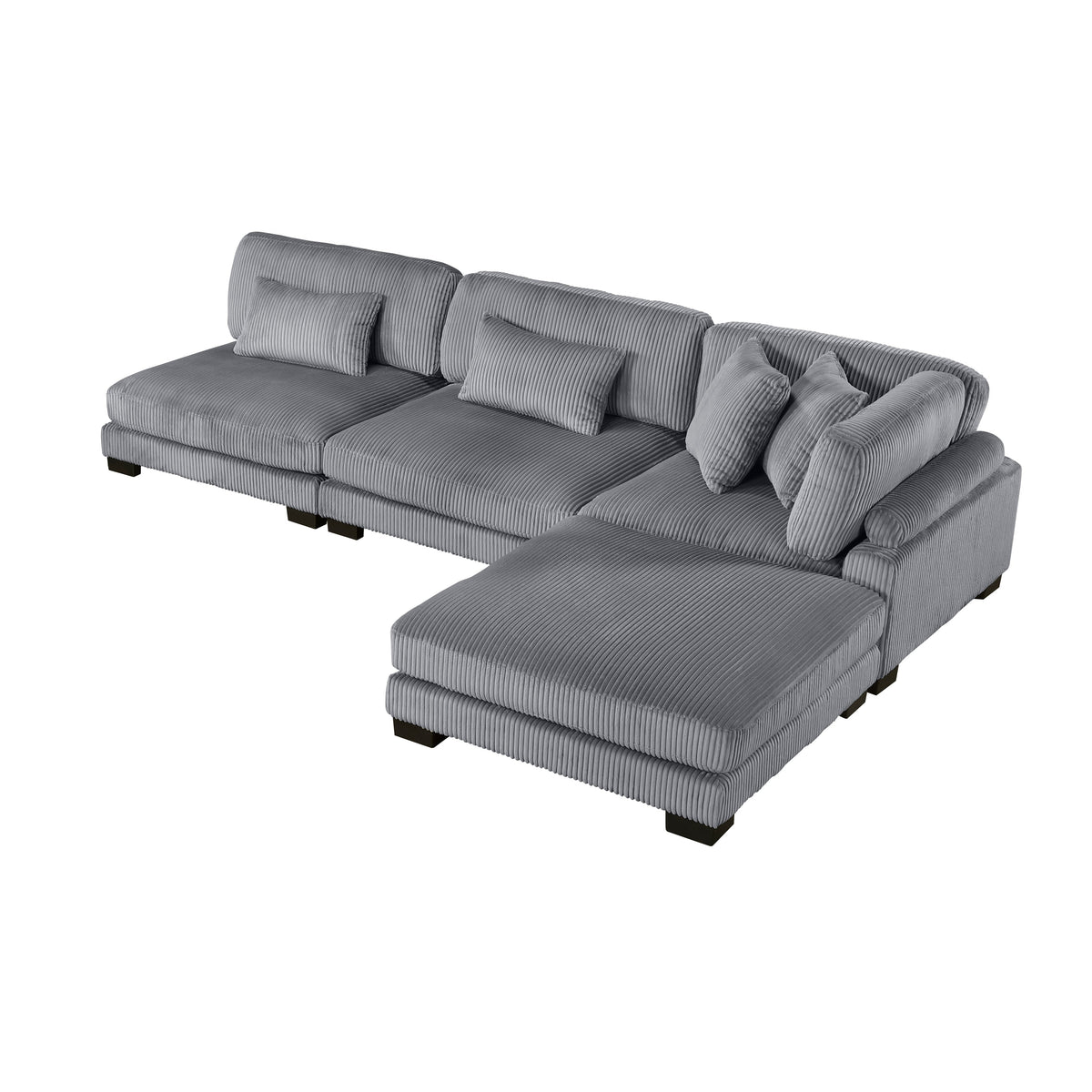 Traverse Gray 4-Piece Corduroy Modular Sectional with Ottoman by Homelegance at Eve Furniture