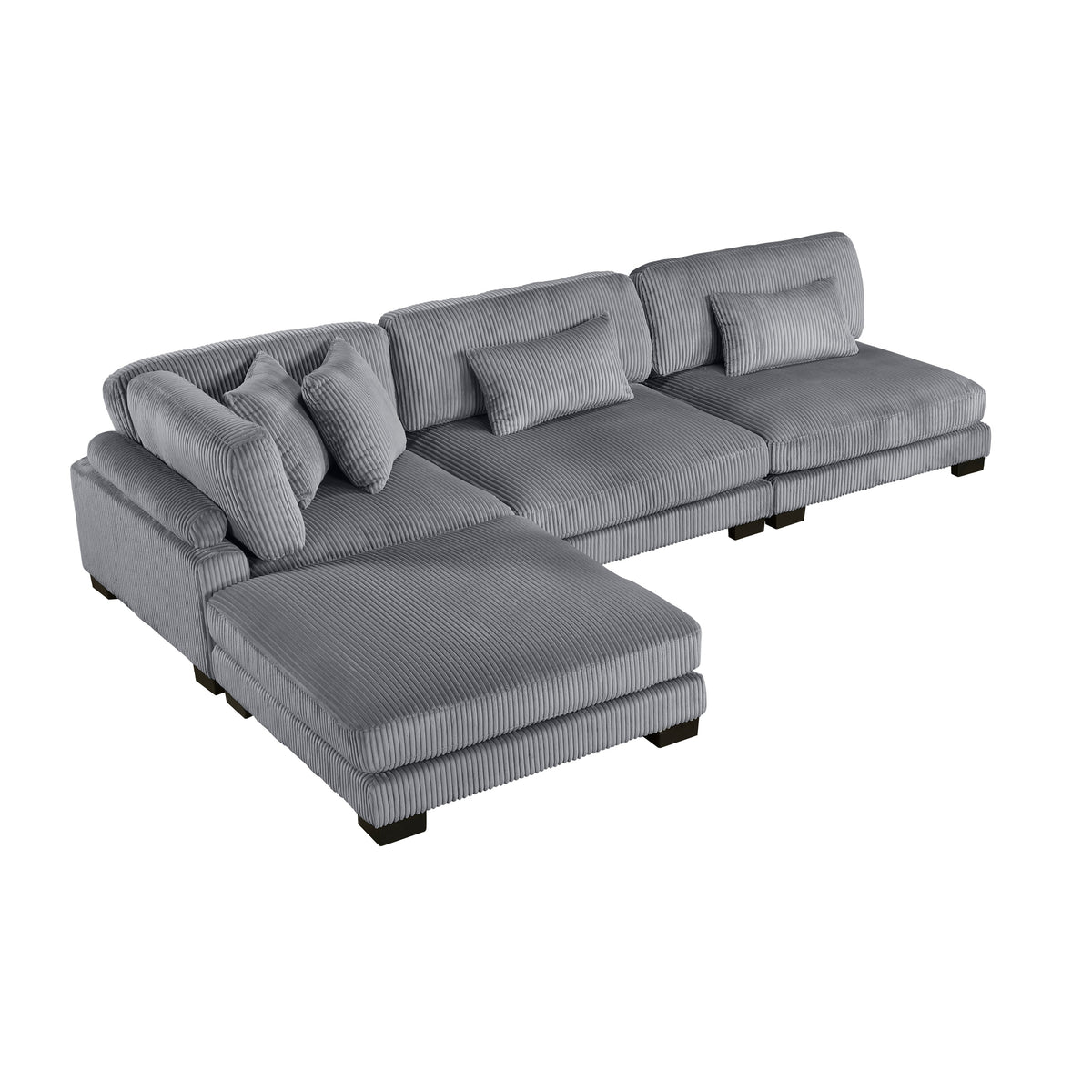 Traverse Gray 4-Piece Corduroy Modular Sectional with Ottoman by Homelegance at Eve Furniture