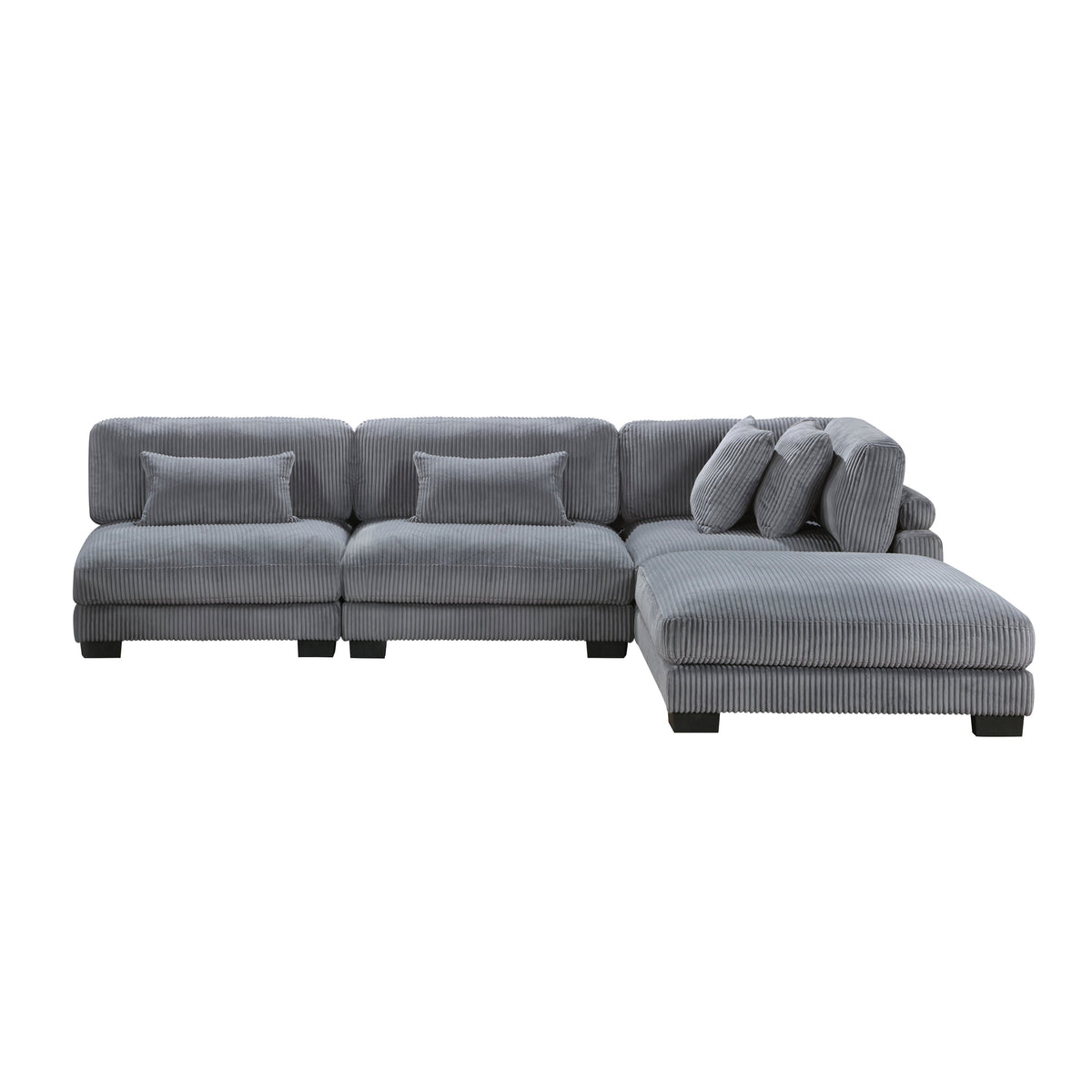 Traverse Gray 4-Piece Corduroy Modular Sectional with Ottoman by Homelegance at Eve Furniture