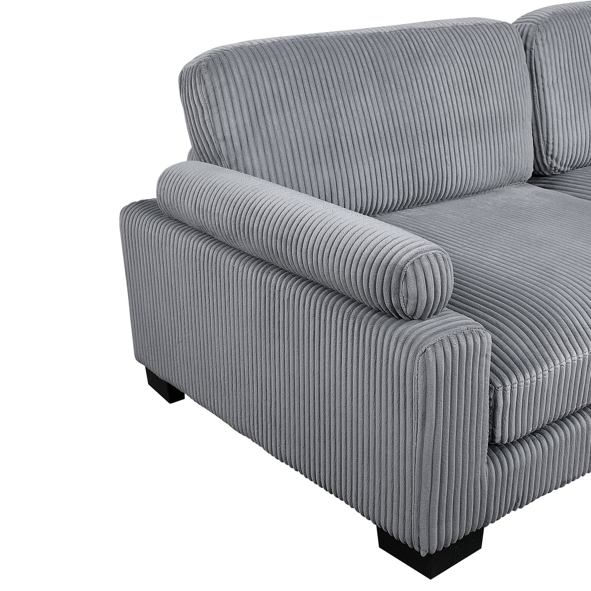 Traverse Gray 4-Piece Corduroy Modular Sectional with Ottoman by Homelegance at Eve Furniture