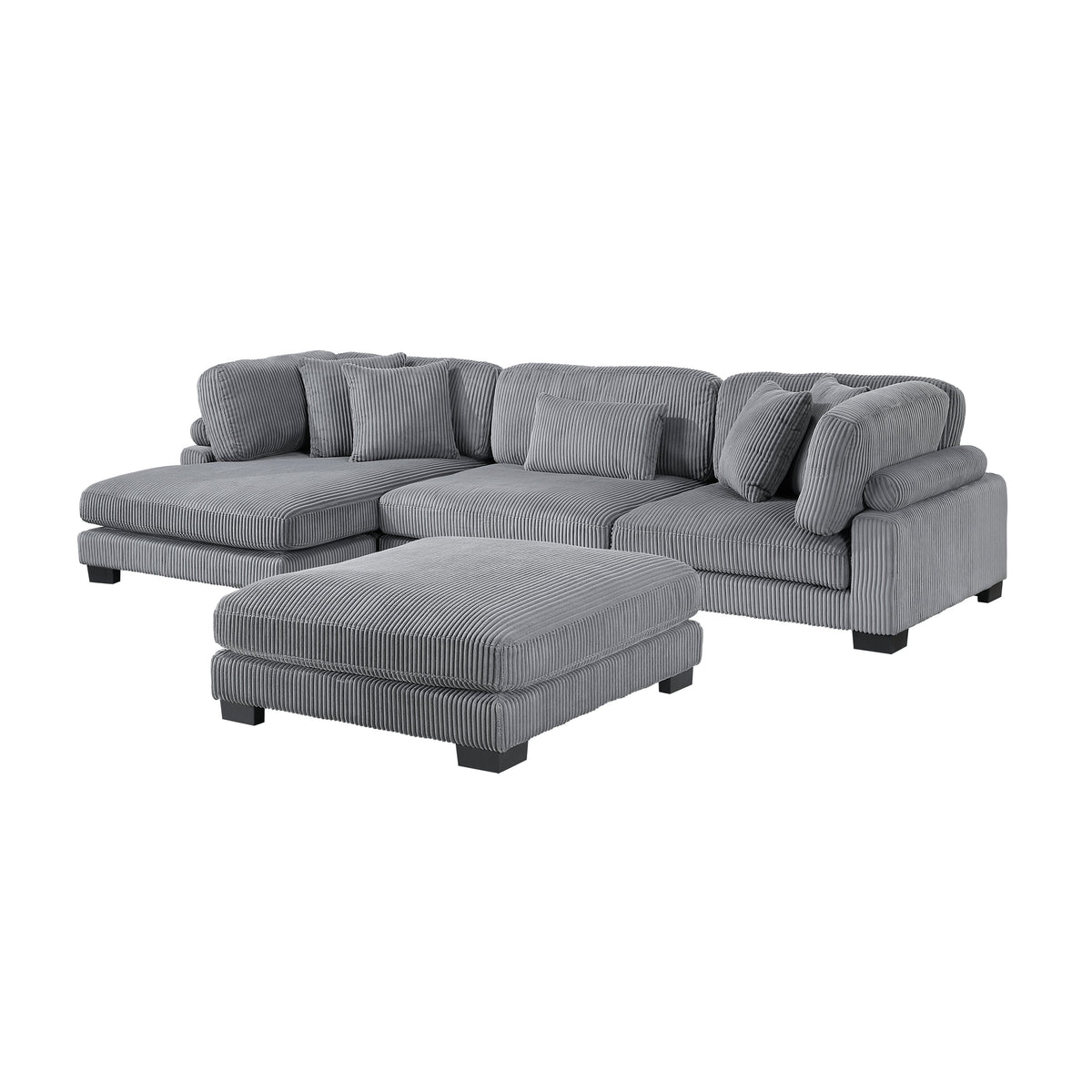 Traverse Gray 4-Piece Modular Sectional with Reversible Chaise and Ottoman by Homelegance at Eve Furniture