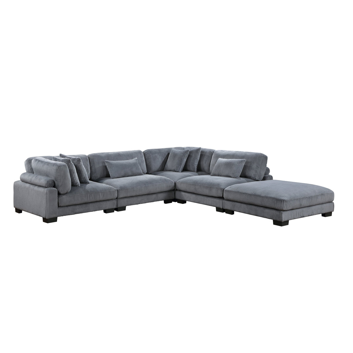 Traverse Gray 5-Piece Corduroy Modular Sectional with Ottoman by Homelegance at Eve Furniture