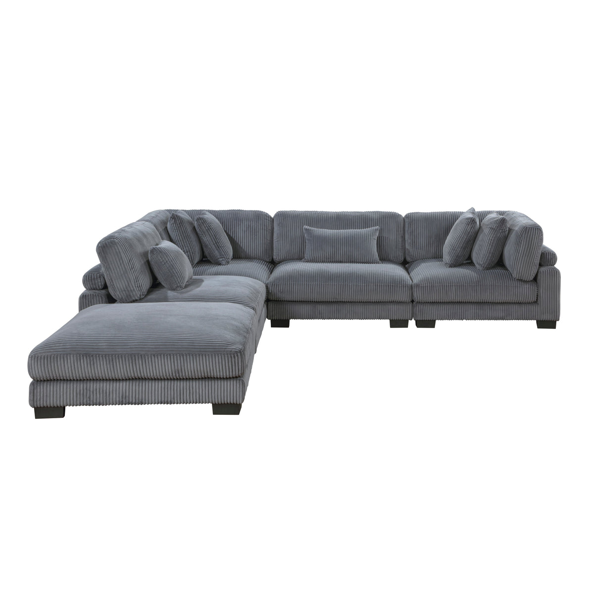 Traverse Gray 5-Piece Corduroy Modular Sectional with Ottoman by Homelegance at Eve Furniture
