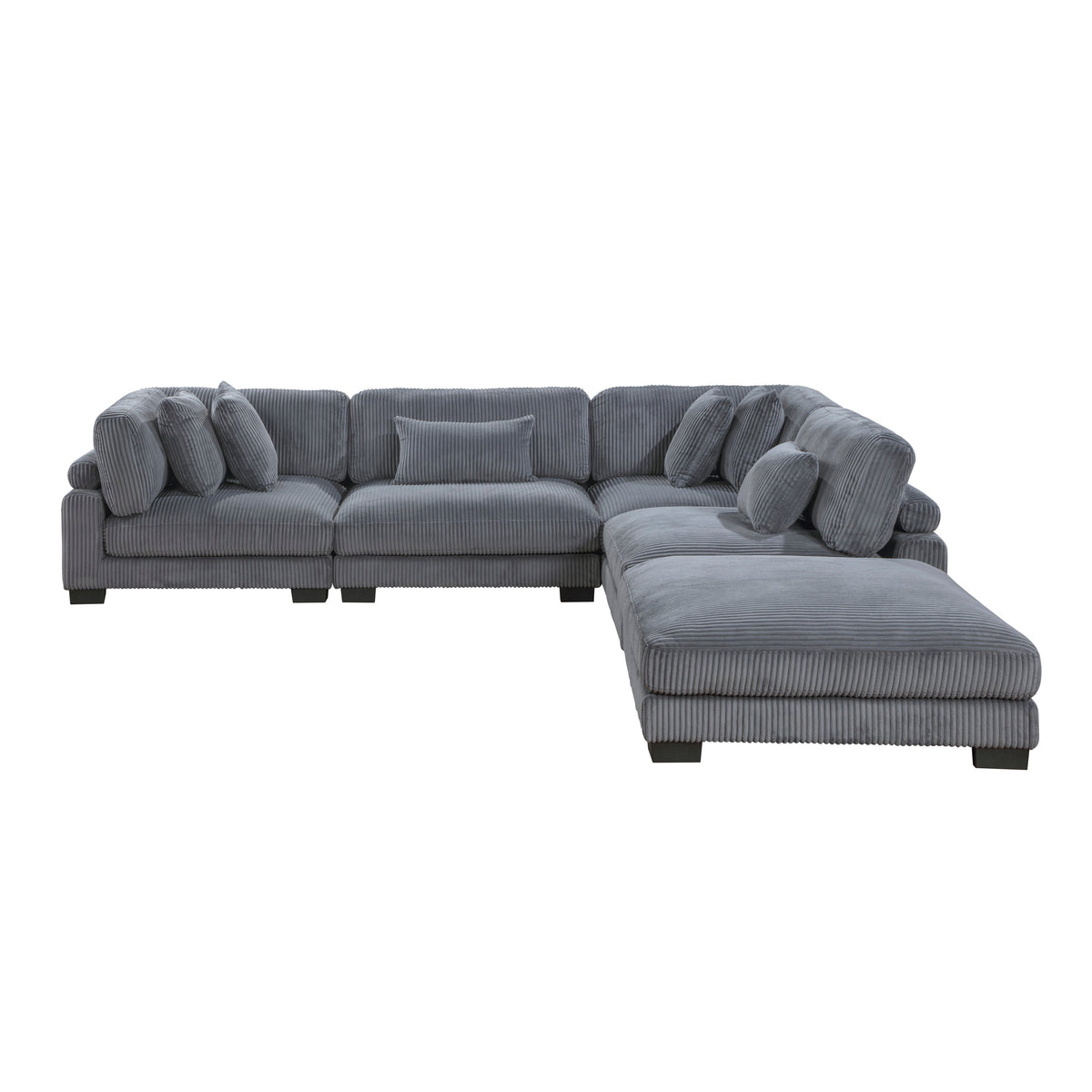 Traverse Gray 5-Piece Corduroy Modular Sectional with Ottoman by Homelegance at Eve Furniture