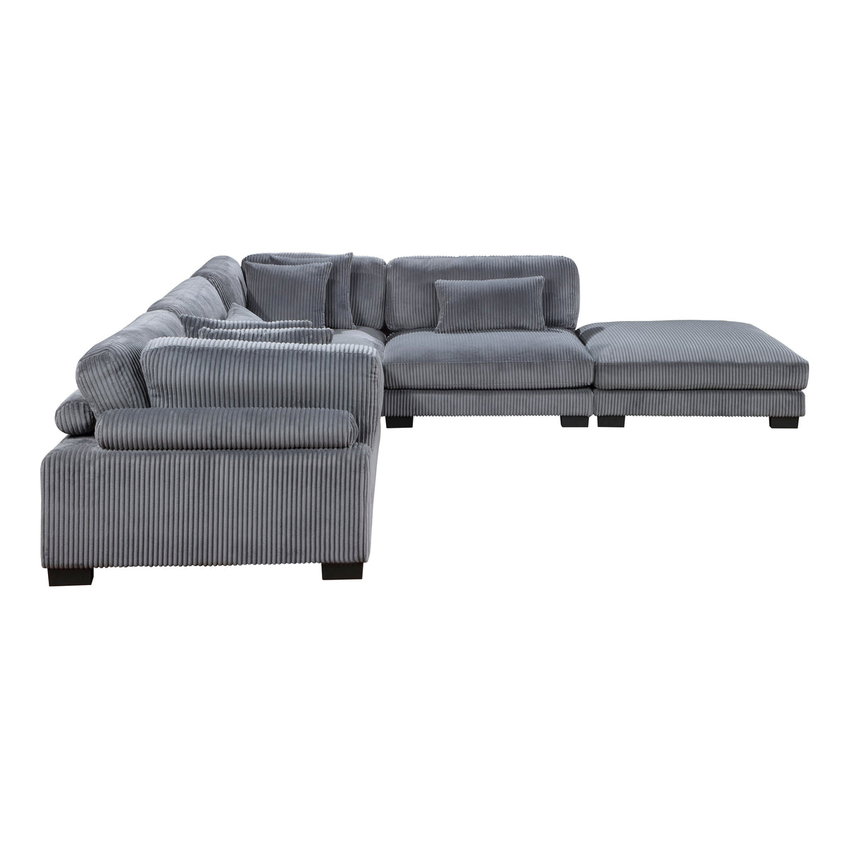 Traverse Gray 5-Piece Corduroy Modular Sectional with Ottoman by Homelegance at Eve Furniture