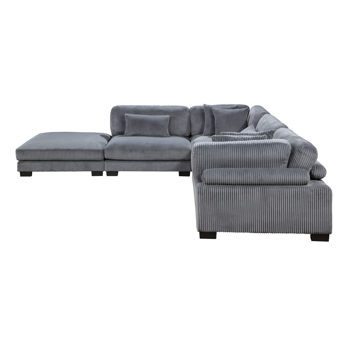 Traverse Gray 5-Piece Corduroy Modular Sectional with Ottoman by Homelegance at Eve Furniture