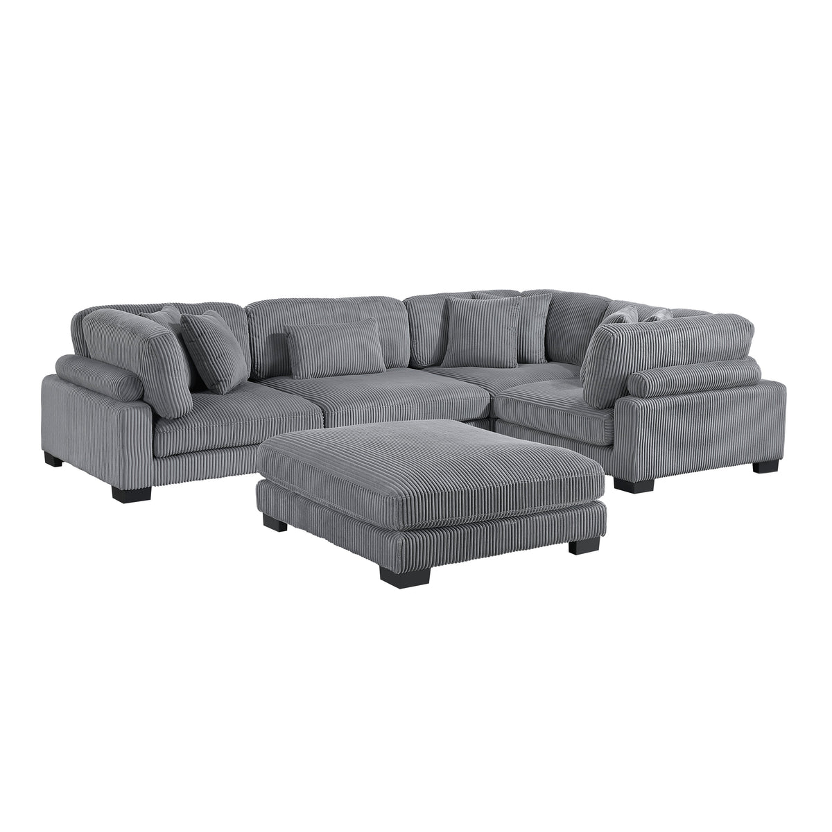 Traverse Gray 5-Piece Modular Sectional with Ottoman by Homelegance at Eve Furniture