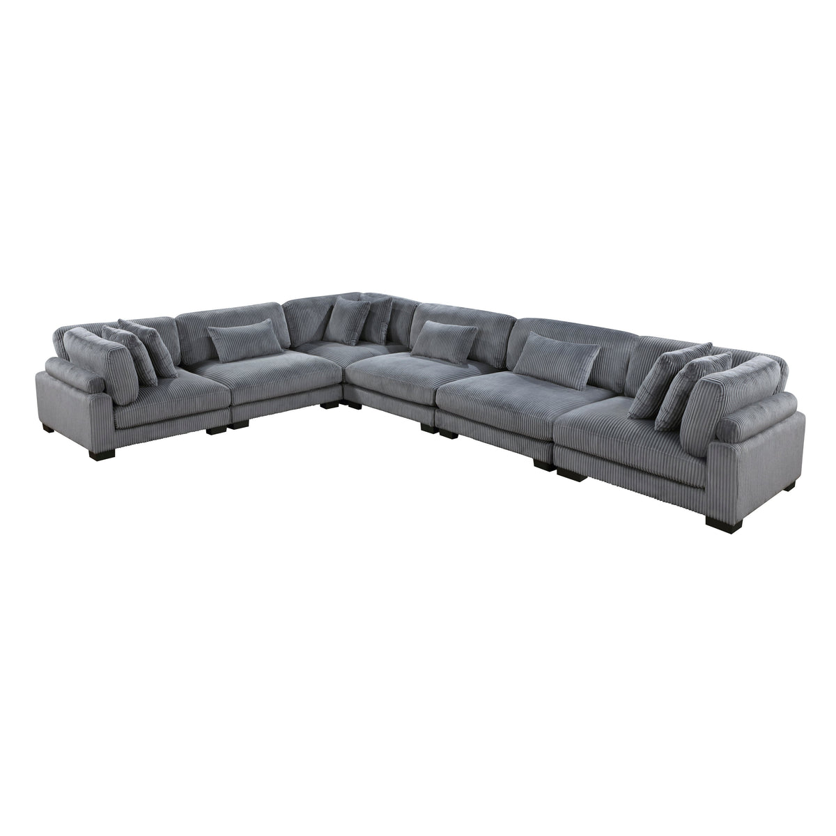 Traverse Gray 6-Piece Corduroy Modular Sectional by Homelegance at Eve Furniture