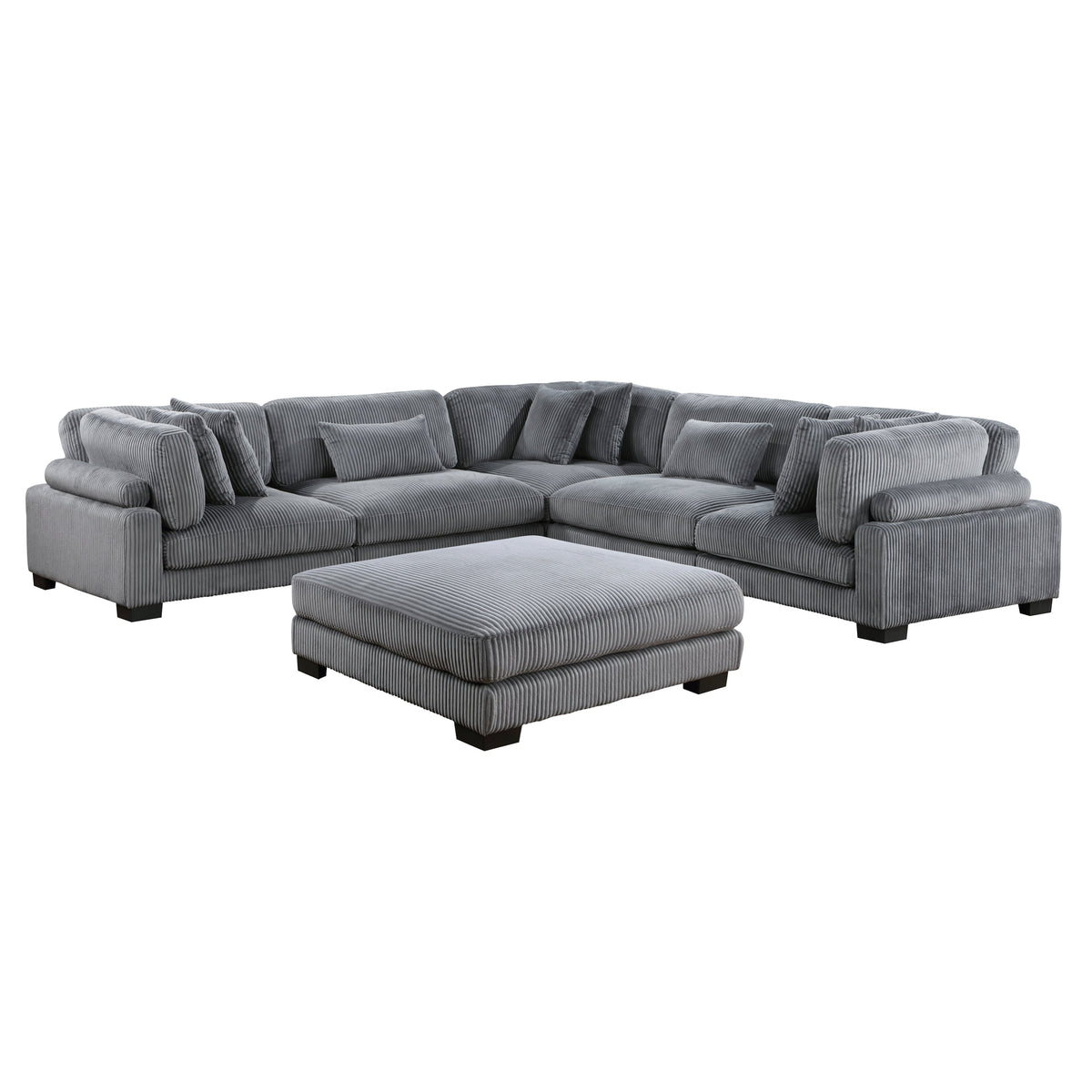 Traverse Gray 6-Piece Corduroy Modular Sectional with Ottoman by Homelegance at Eve Furniture