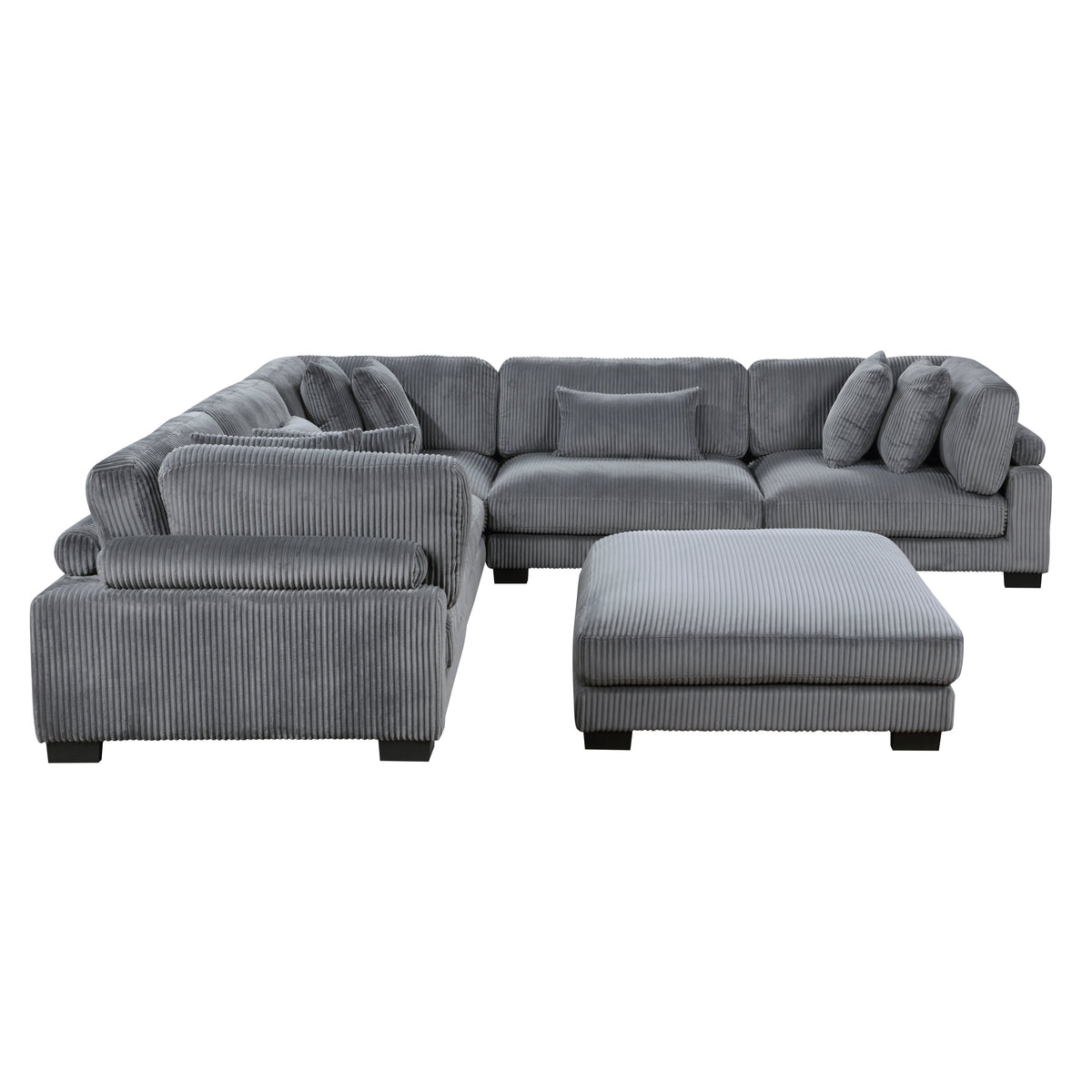 Traverse Gray 6-Piece Corduroy Modular Sectional with Ottoman by Homelegance at Eve Furniture