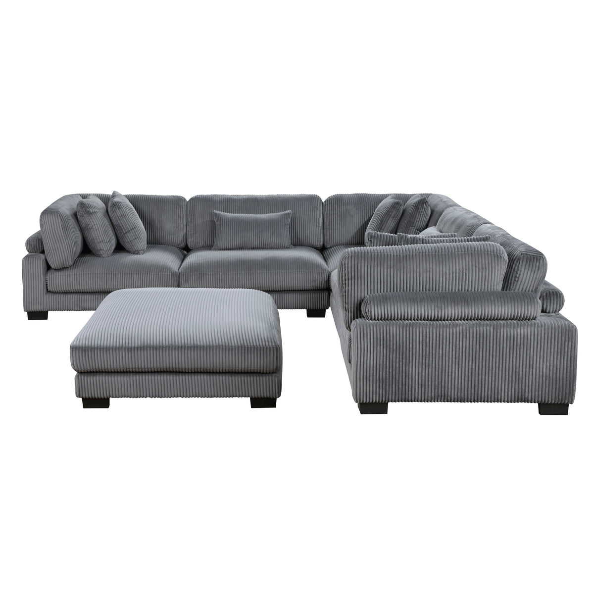 Traverse Gray 6-Piece Corduroy Modular Sectional with Ottoman by Homelegance at Eve Furniture