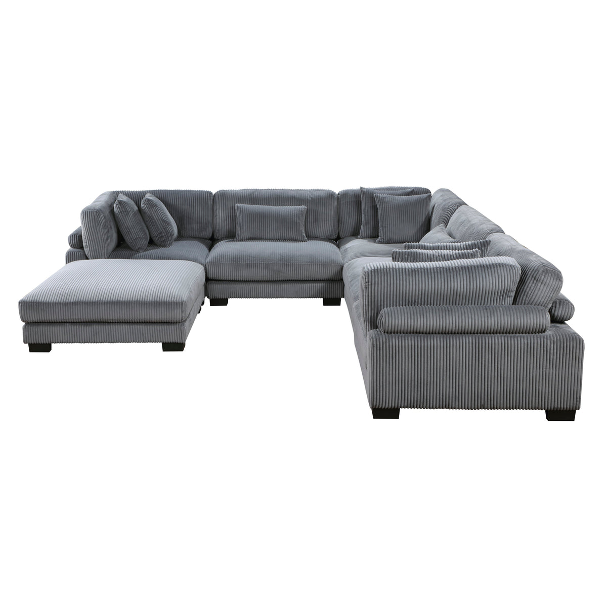 Traverse Gray 6-Piece Corduroy Modular Sectional with Ottoman by Homelegance at Eve Furniture