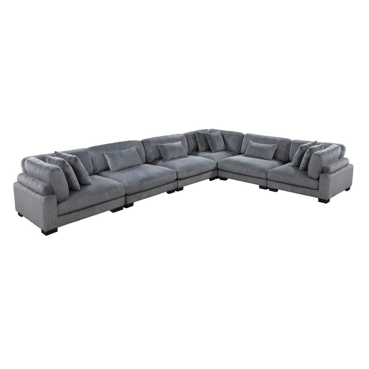 Traverse Gray 6-Piece Corduroy Modular Sectional with Ottoman by Homelegance at Eve Furniture