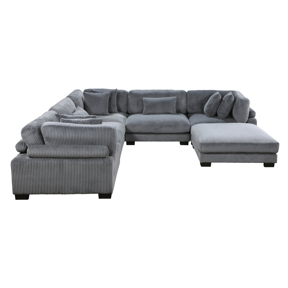 Traverse Gray 6-Piece Corduroy Modular Sectional with Ottoman by Homelegance at Eve Furniture