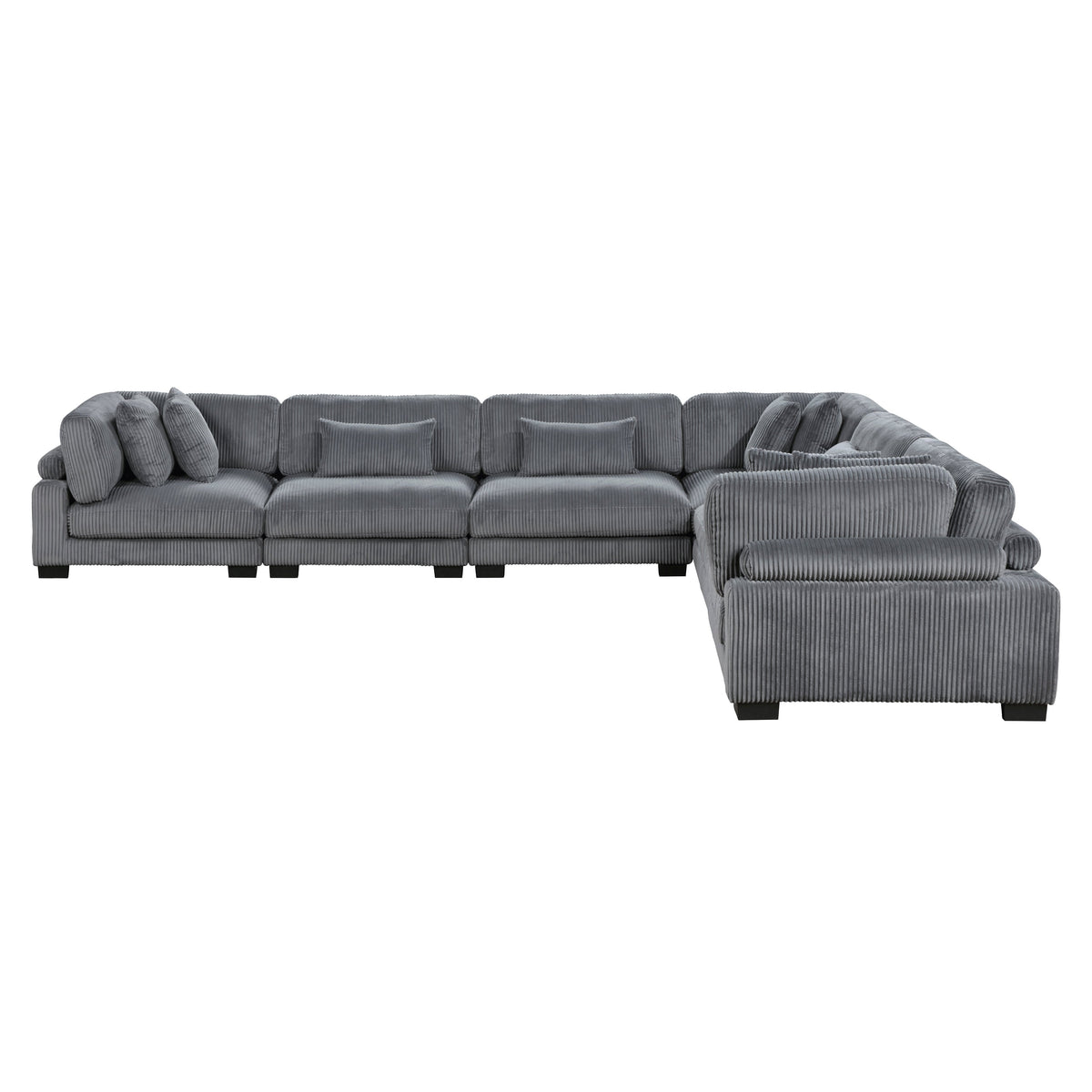 Traverse Gray 6-Piece Corduroy Modular Sectional with Ottoman by Homelegance at Eve Furniture