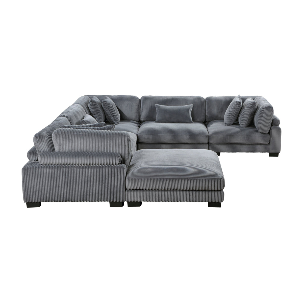 Traverse Gray 6-Piece Corduroy Modular Sectional with Ottoman by Homelegance at Eve Furniture
