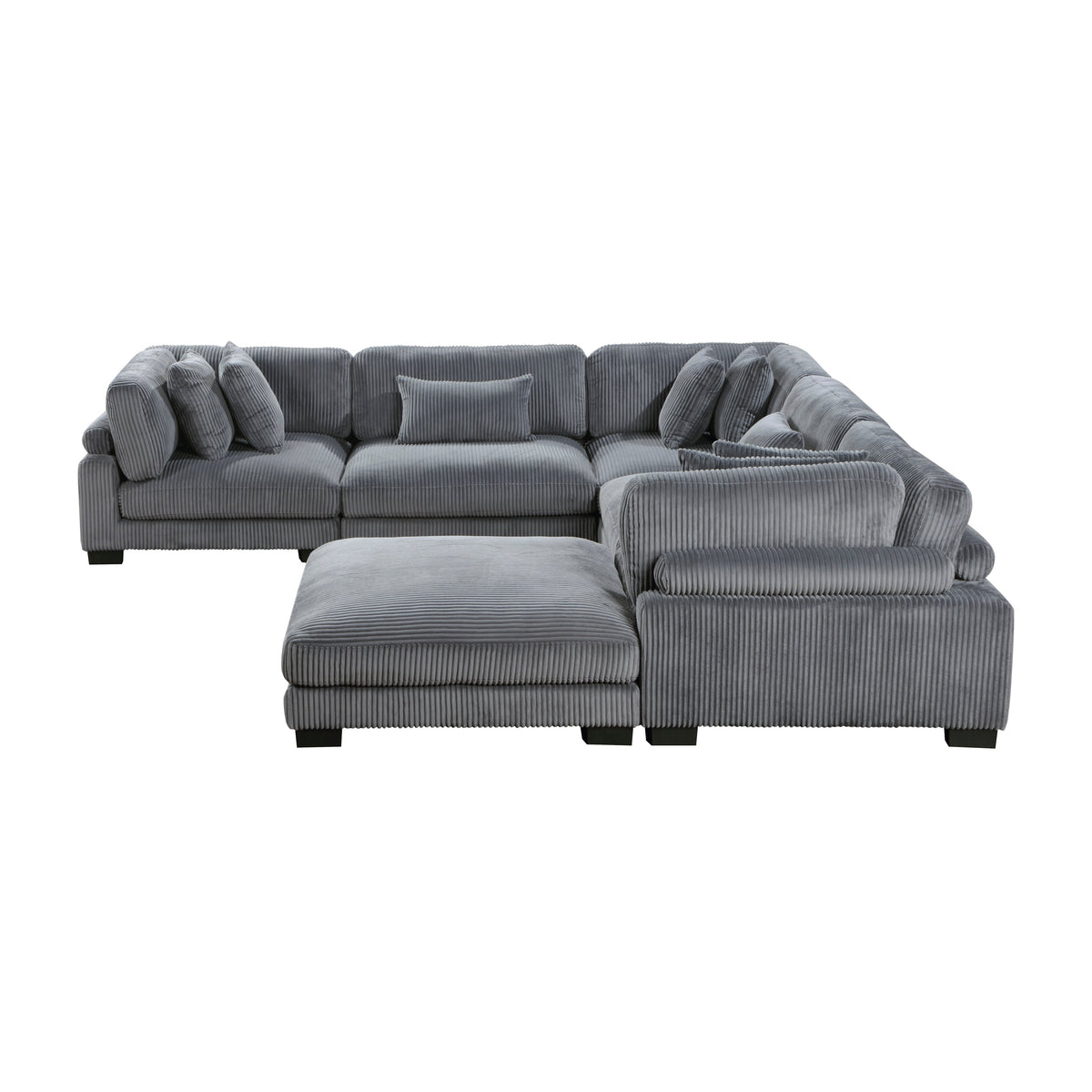 Traverse Gray 6-Piece Corduroy Modular Sectional with Ottoman by Homelegance at Eve Furniture