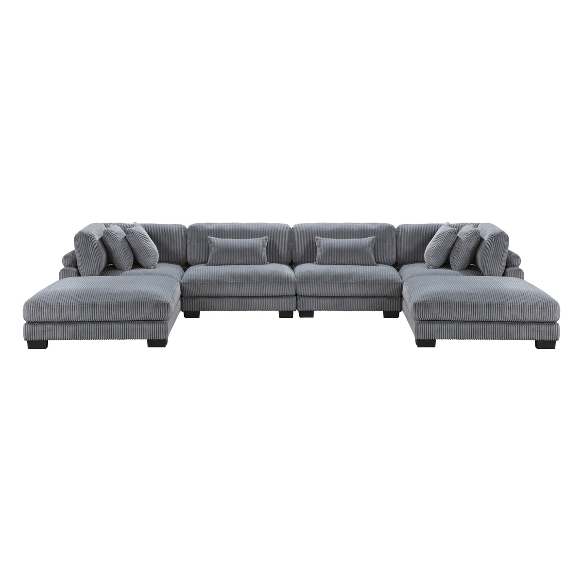 Traverse Gray 6-Piece Corduroy Modular Sectional with Ottomans by Homelegance at Eve Furniture