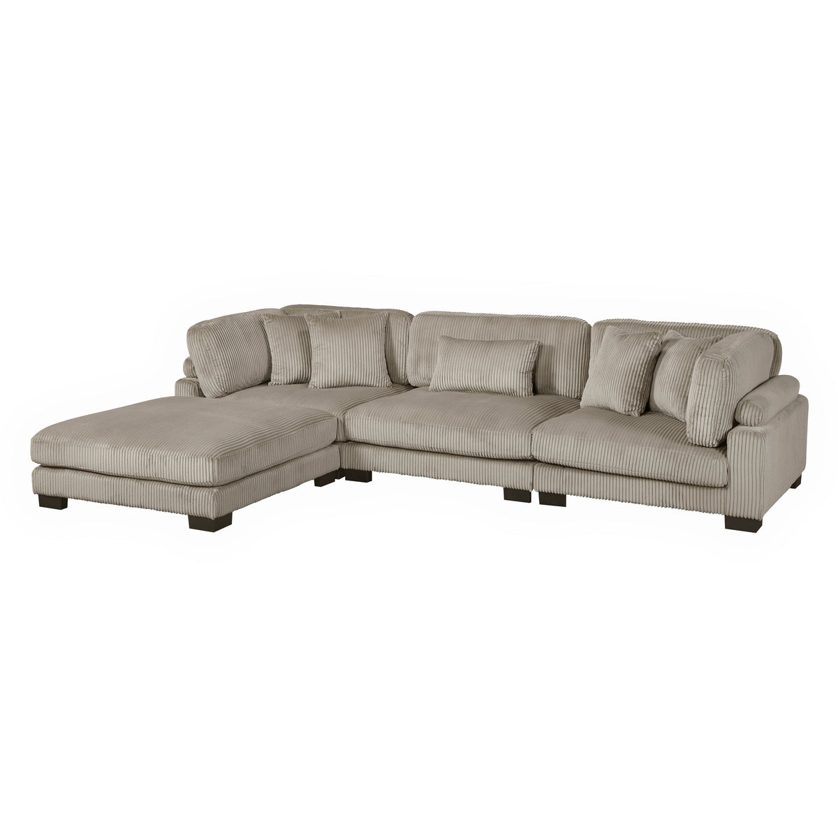 Traverse Taupe 4-Piece Corduroy Modular Sectional with Ottoman by Homelegance at Eve Furniture