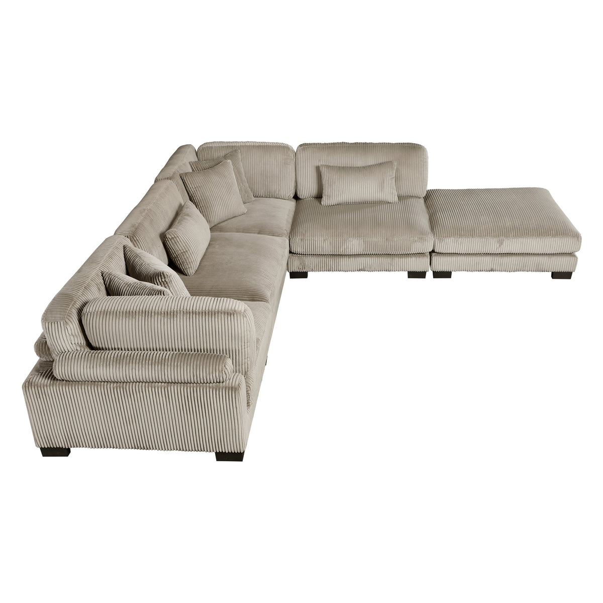 Traverse Taupe 5-Piece Corduroy Modular Sectional with Ottoman by Homelegance at Eve Furniture