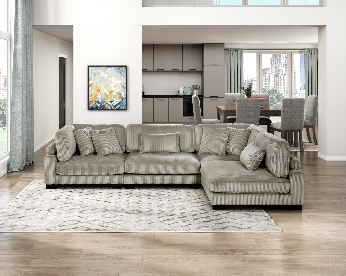 Traverse Taupe 5-Piece Corduroy Modular Sectional with Ottoman by Homelegance at Eve Furniture