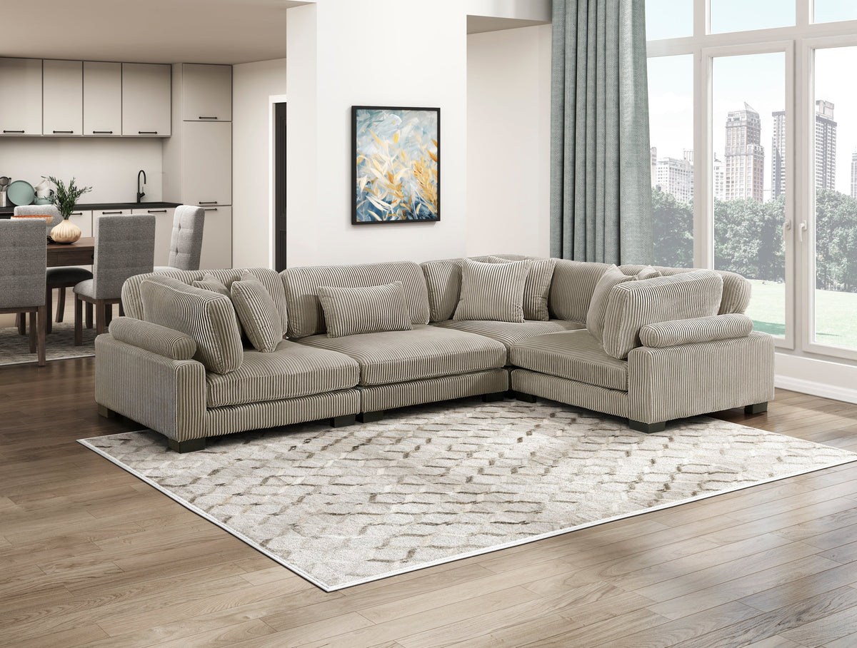 Traverse Taupe 6-Piece Corduroy Modular Sectional by Homelegance at Eve Furniture