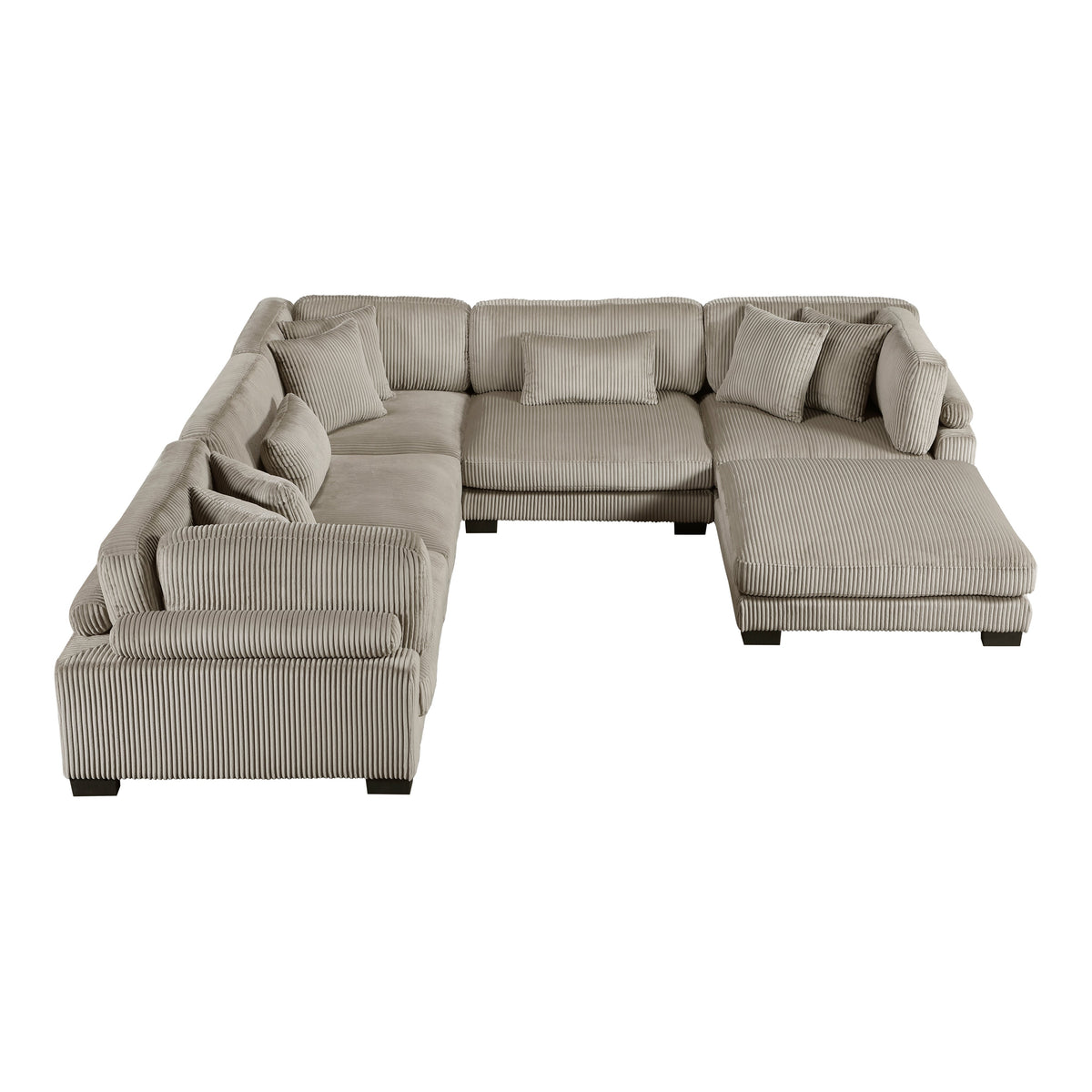 Traverse Taupe 6-Piece Corduroy Modular Sectional with Ottoman by Homelegance at Eve Furniture