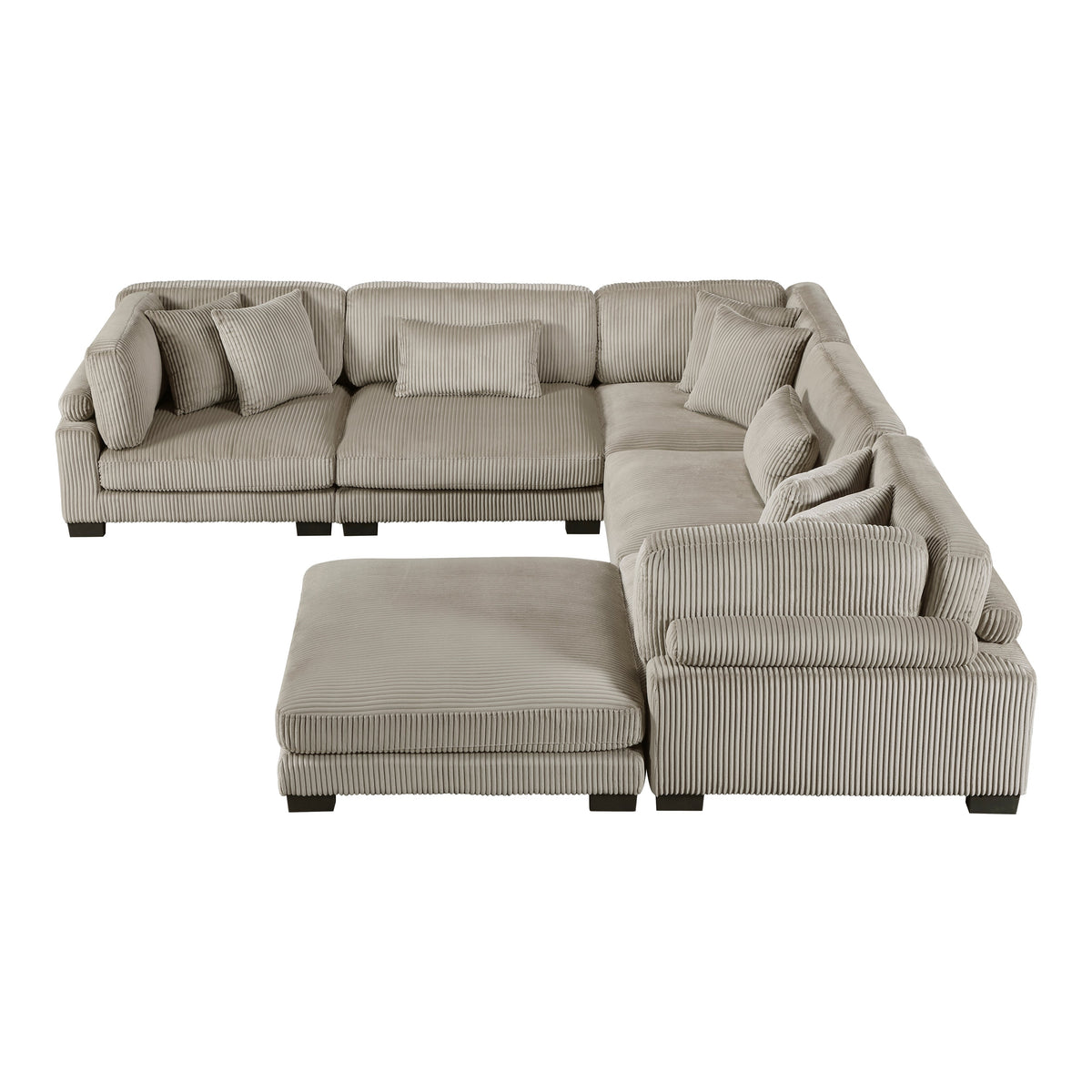 Traverse Taupe 6-Piece Corduroy Modular Sectional with Ottoman by Homelegance at Eve Furniture