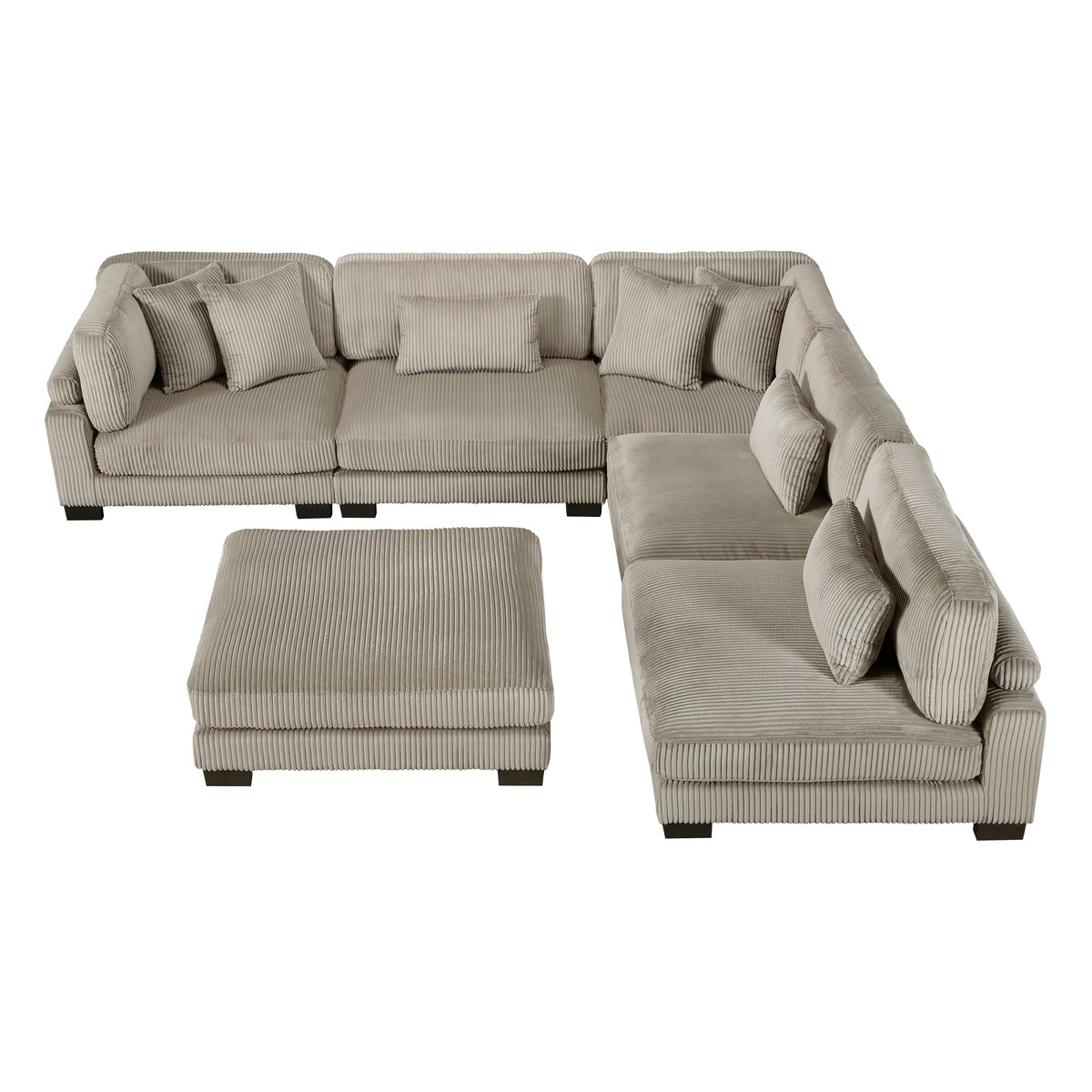 Traverse Taupe 6-Piece Corduroy Modular Sectional with Ottoman by Homelegance at Eve Furniture