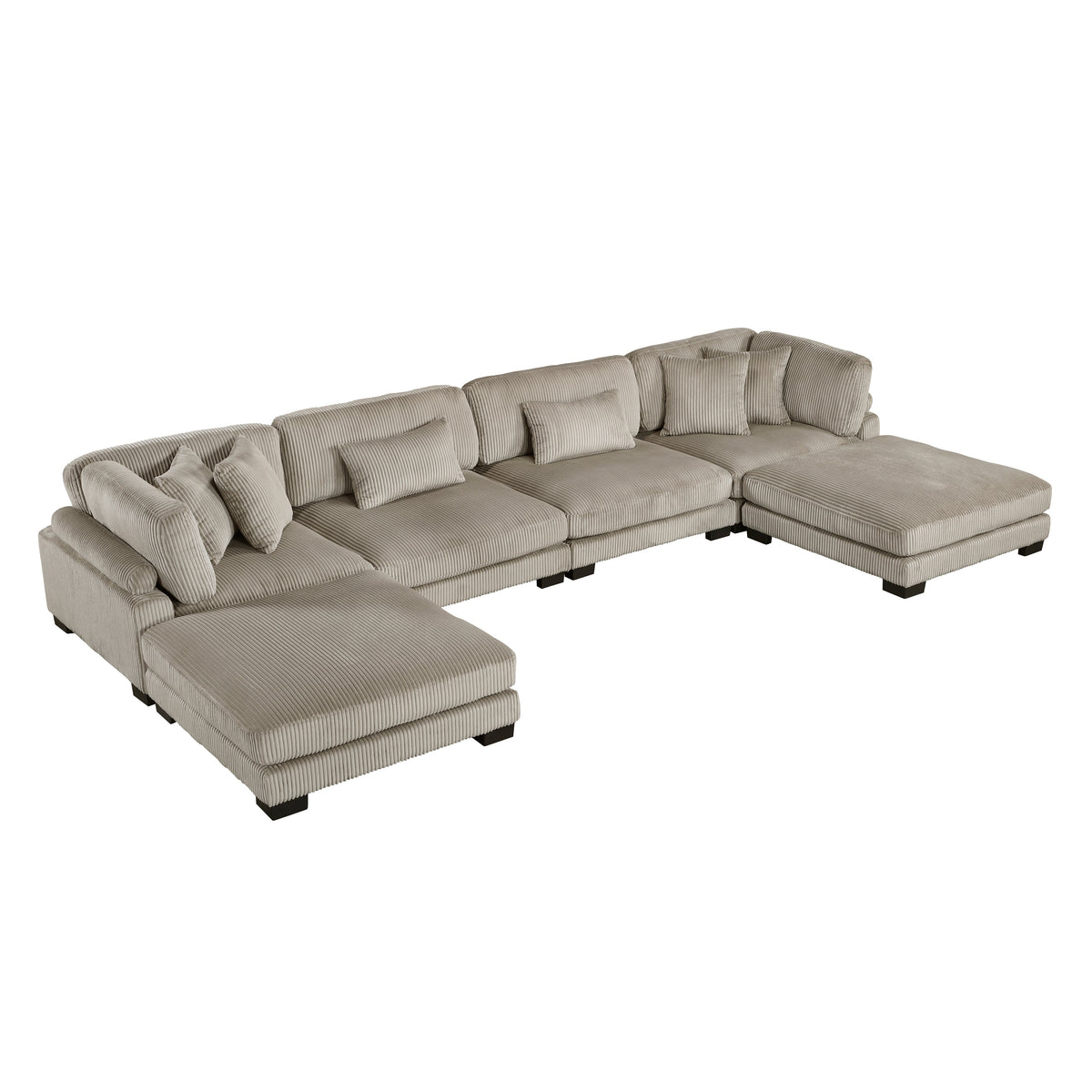 Traverse Taupe 6-Piece Corduroy Modular Sectional with Ottomans by Homelegance at Eve Furniture