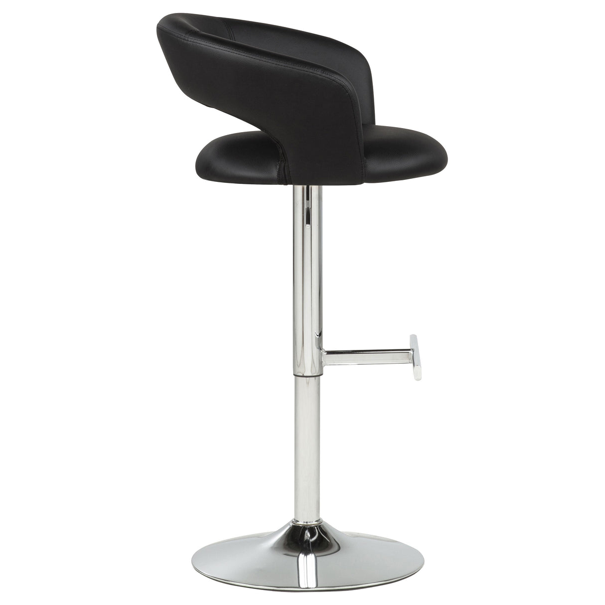 Travia Black And Chrome Adjustable Leatherette Swivel Bar Stool by Coaster at Eve Furniture