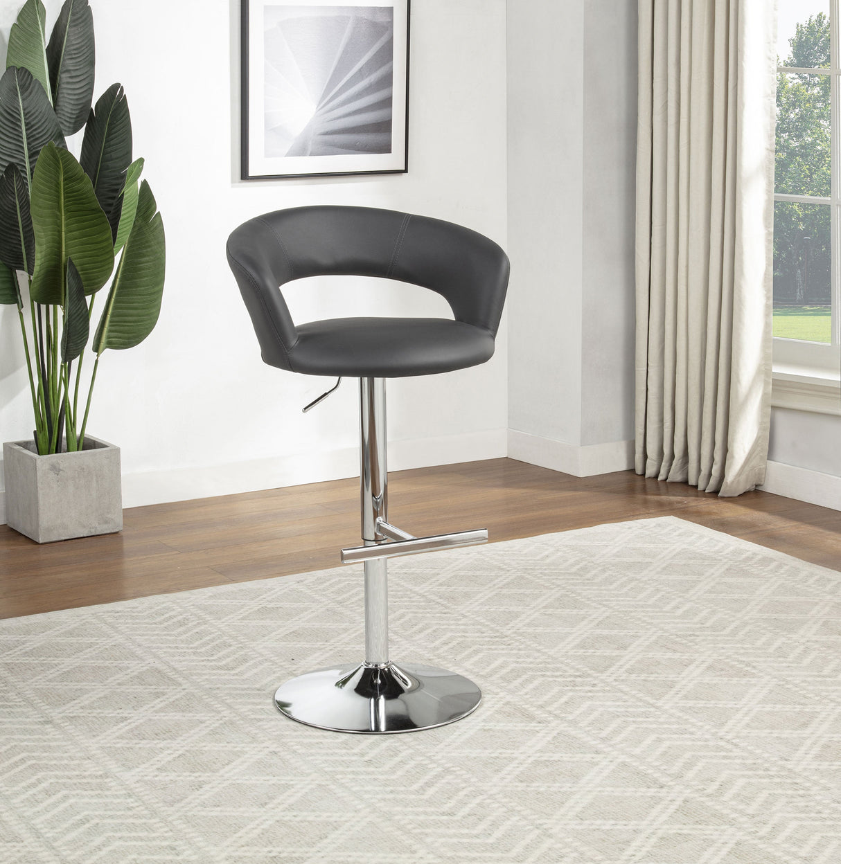 Travia Grey And Chrome Adjustable Leatherette Swivel Bar Stool by Coaster at Eve Furniture