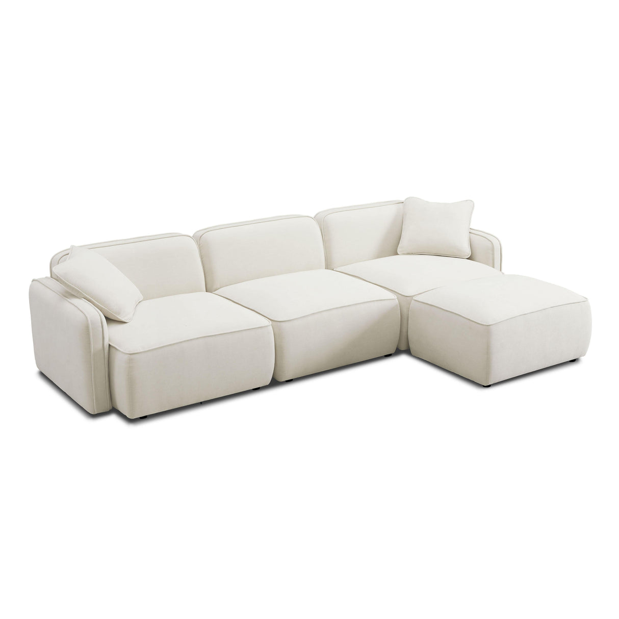 Travie Sand Upcycled Linen 4-Piece Modular Sectional by TOV Furniture at Eve Furniture