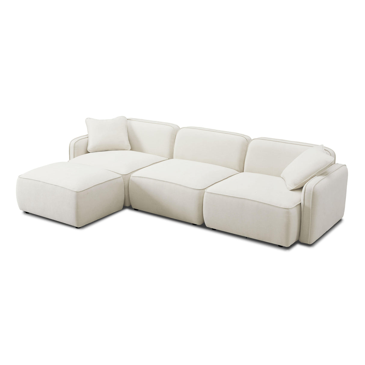 Travie Sand Upcycled Linen 4-Piece Modular Sectional by TOV Furniture at Eve Furniture