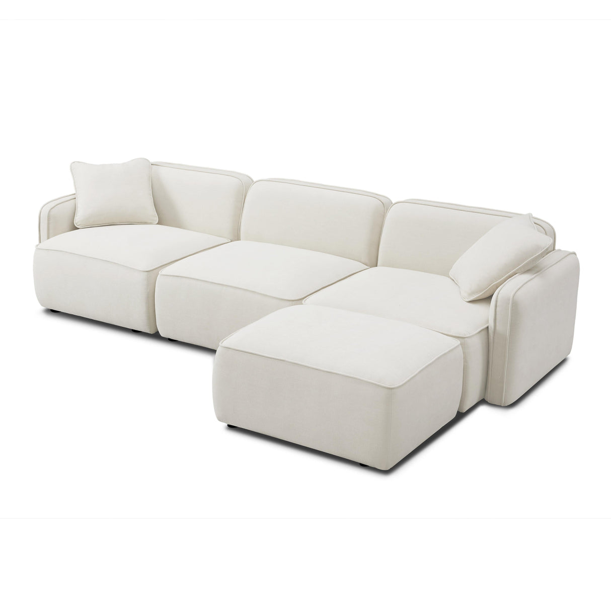 Travie Sand Upcycled Linen 4-Piece Modular Sectional by TOV Furniture at Eve Furniture