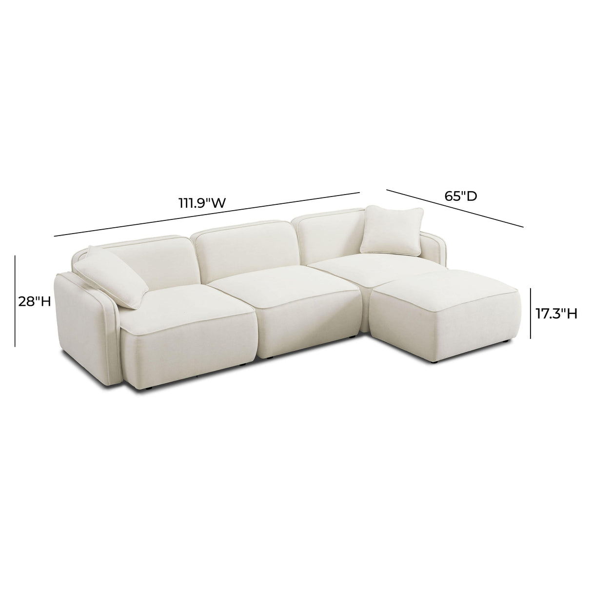 Travie Sand Upcycled Linen 4-Piece Modular Sectional by TOV Furniture at Eve Furniture