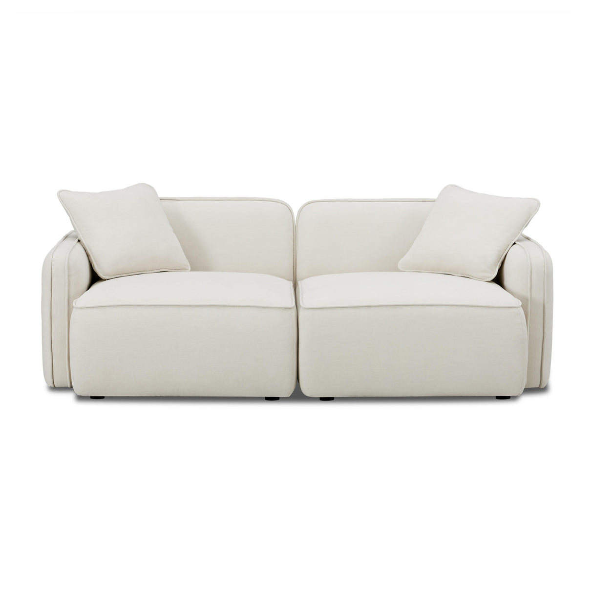 Travie Sand Upcycled Linen Modular Loveseat by TOV Furniture at Eve Furniture