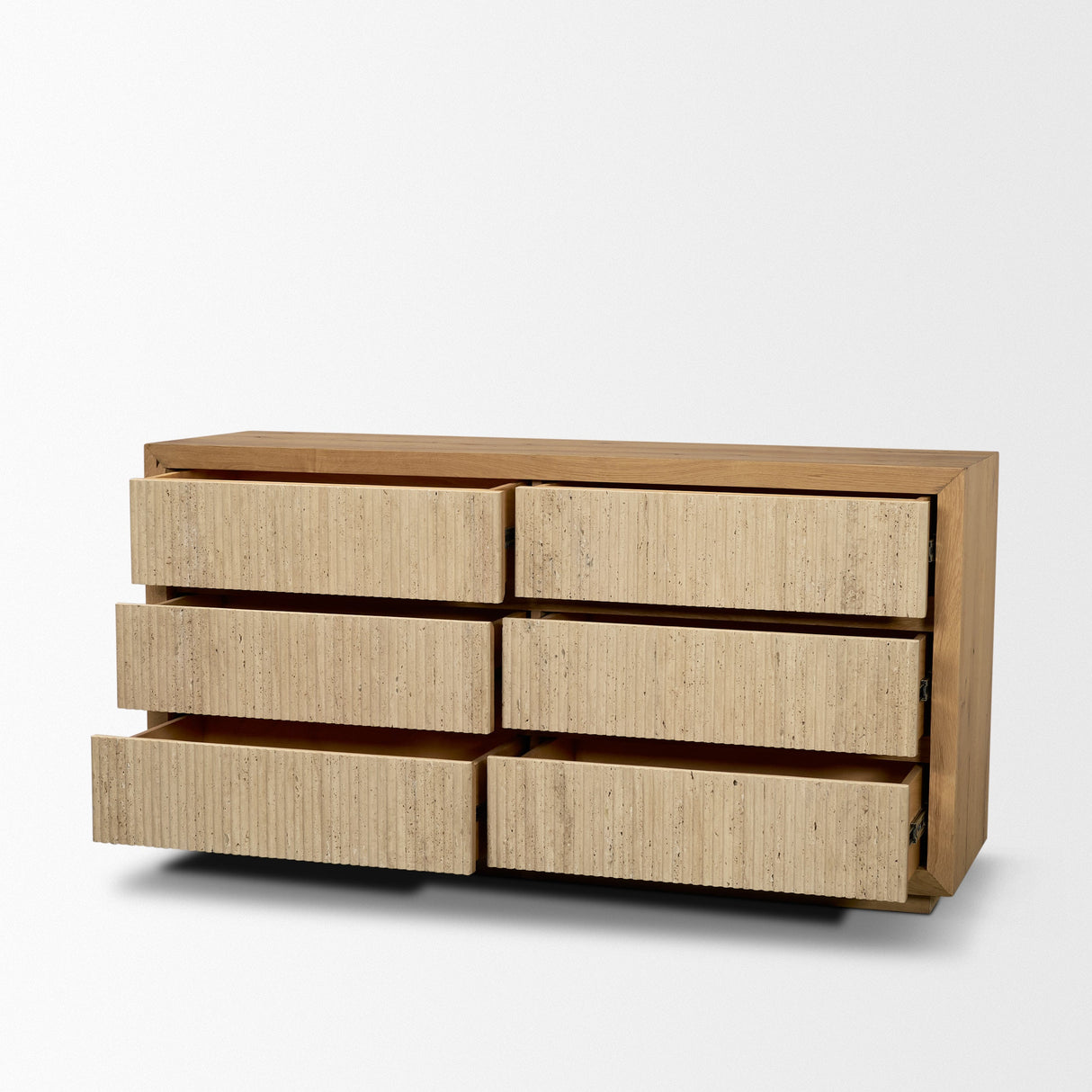 Travona Oak Wood w/ Travertine 6 Drawer Dresser by Mercana at Eve Furniture