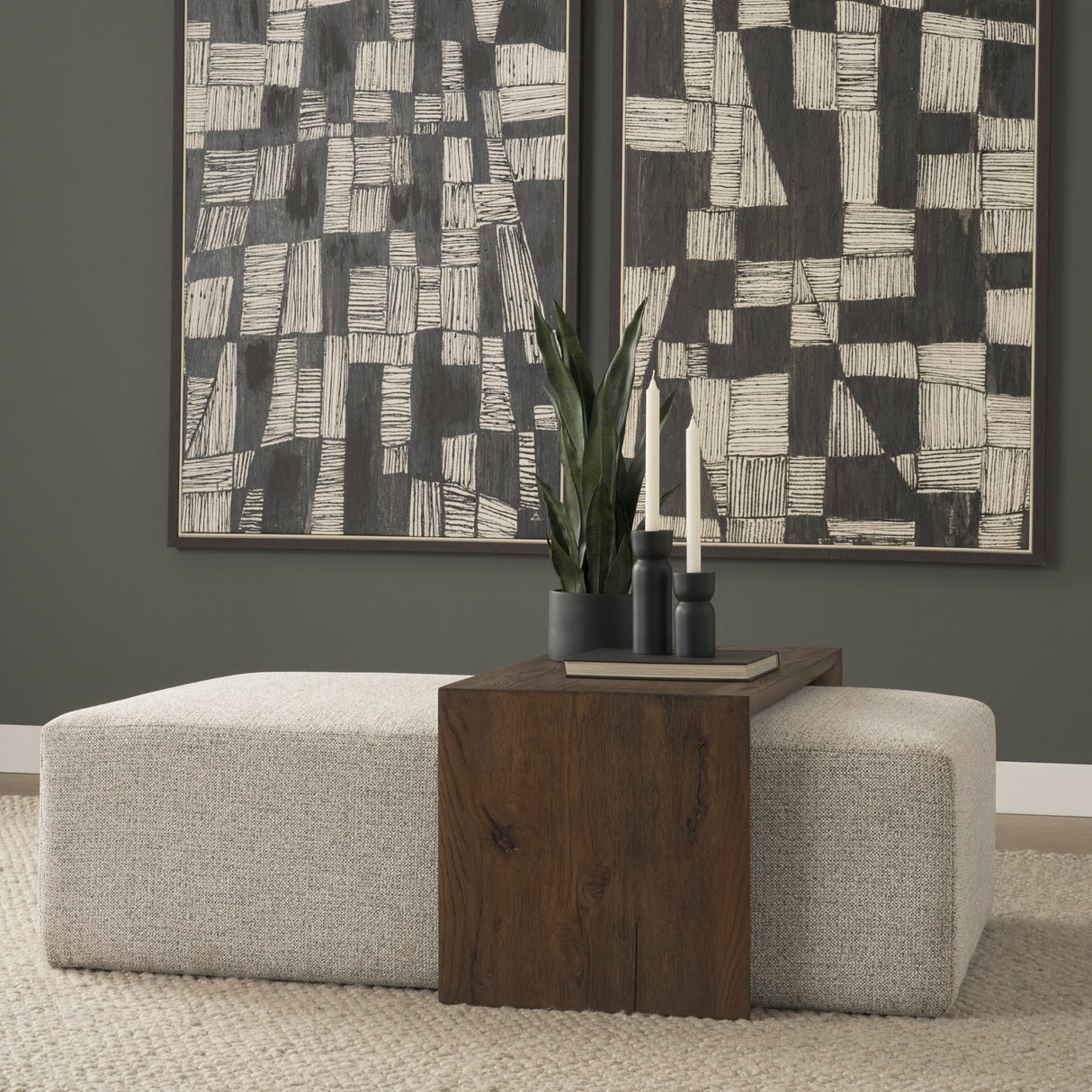 Trayden Gray Fabric w/ Brown Slider Top Coffee Table 55.0X 37.0X 46.0 (cm) by Mercana at Eve Furniture