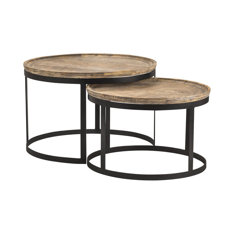 Traymore Brown/Black 2-Piece Nesting Cocktail Tables by Crestview at Eve Furniture
