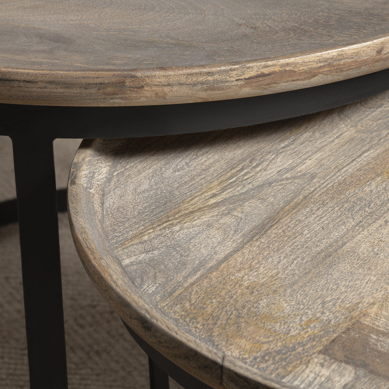 Traymore Brown/Black 2-Piece Nesting Cocktail Tables by Crestview at Eve Furniture