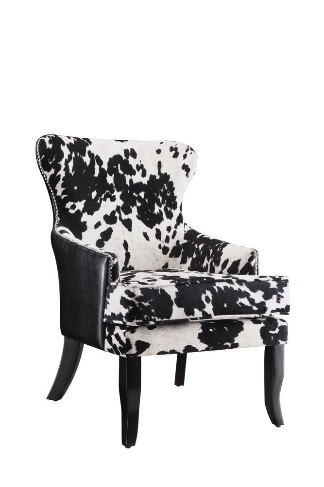 Trea Black/White Cowhide Print Accent Chair by Coaster at Eve Furniture