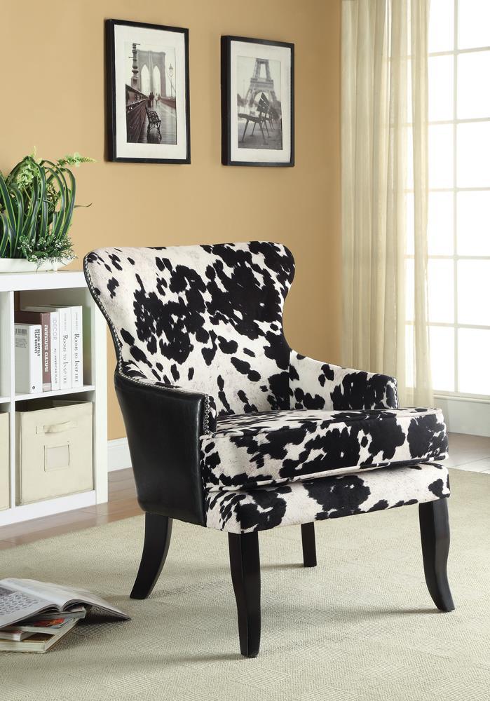 Trea Black/White Cowhide Print Accent Chair by Coaster at Eve Furniture