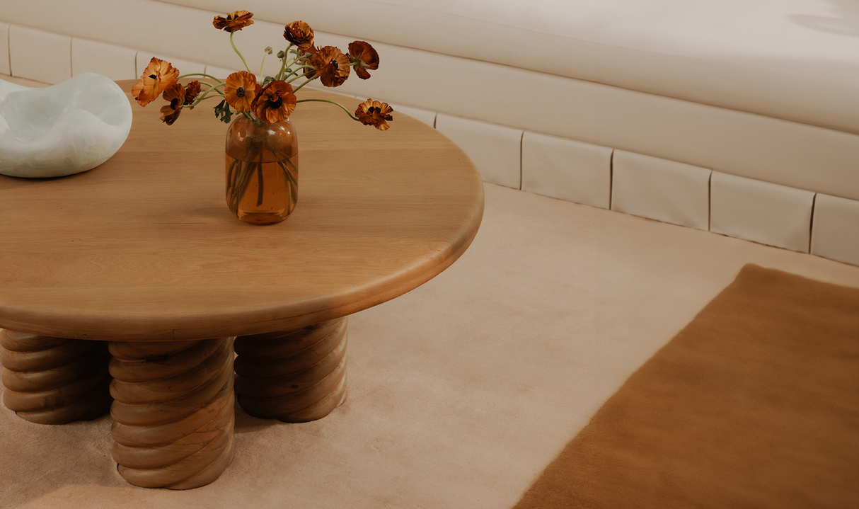 Treccia Oak Round Coffee Table Oak by Moe's Home at Eve Furniture